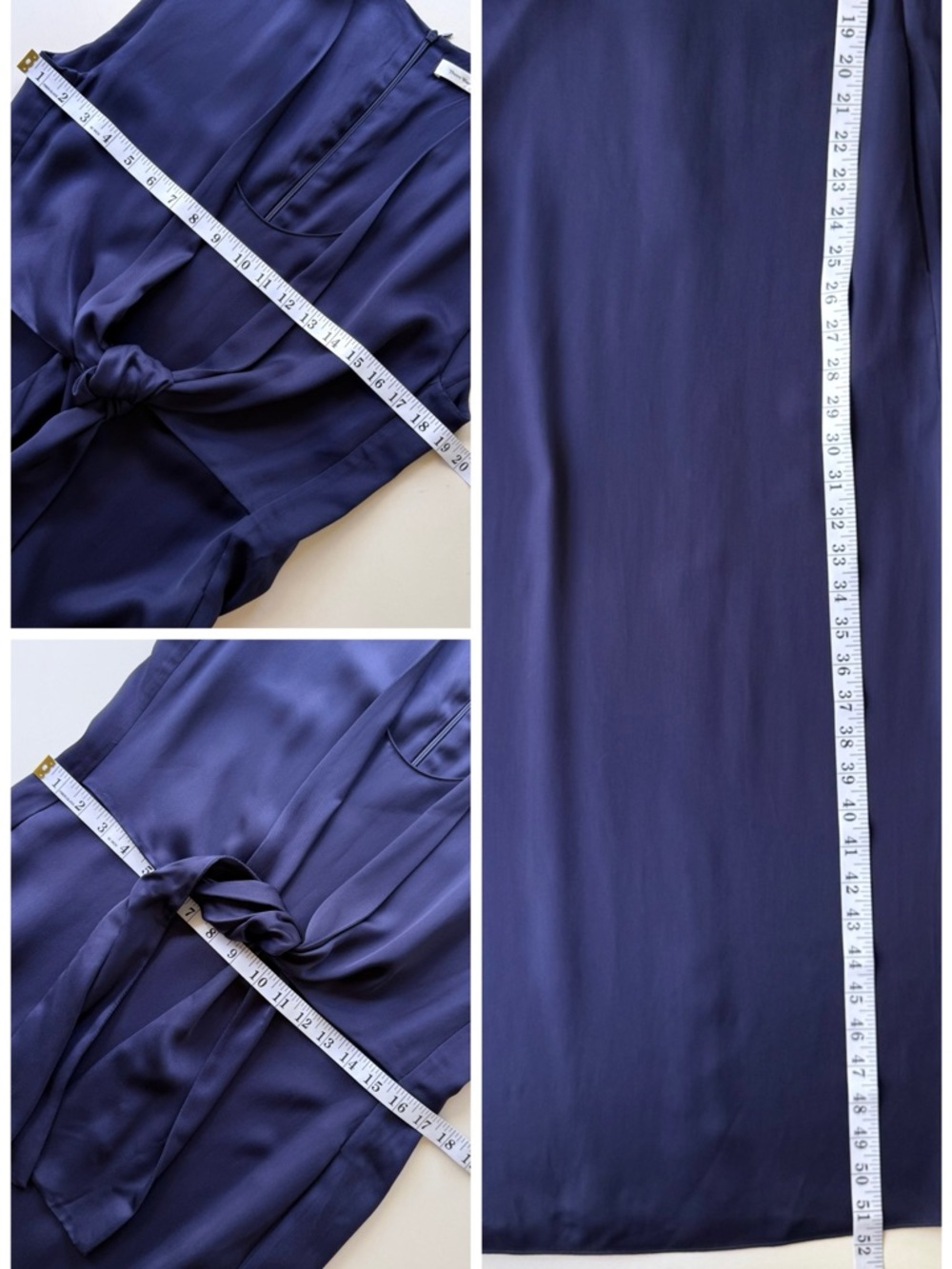 There Was One Knot Detail Navy Satin Midi Dress Made in Italy Farfetch 44 8 $520 - Picture 16 of 16